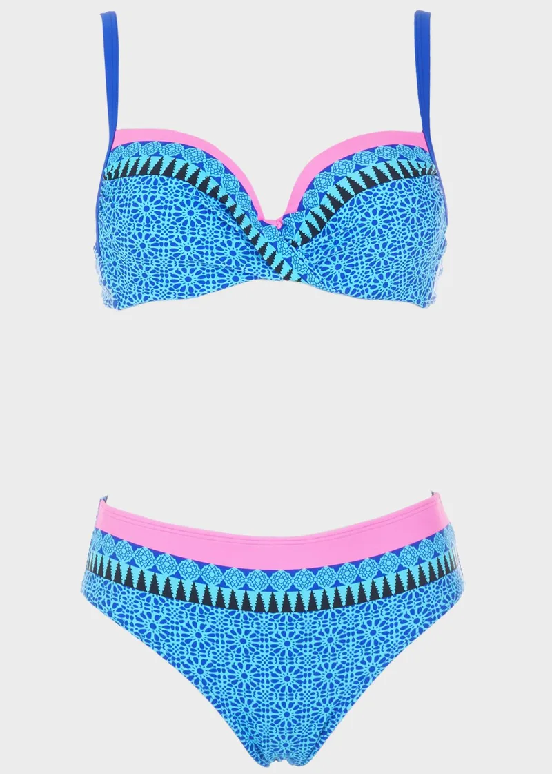Bikini all print.Καλύπτει B Cup. ΜΠΛΕ