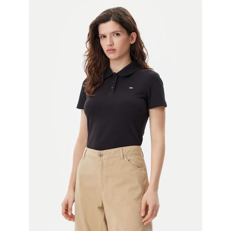 Tommy Jeans Polo Essential DW0DW20160 Μαύρο Slim Fit