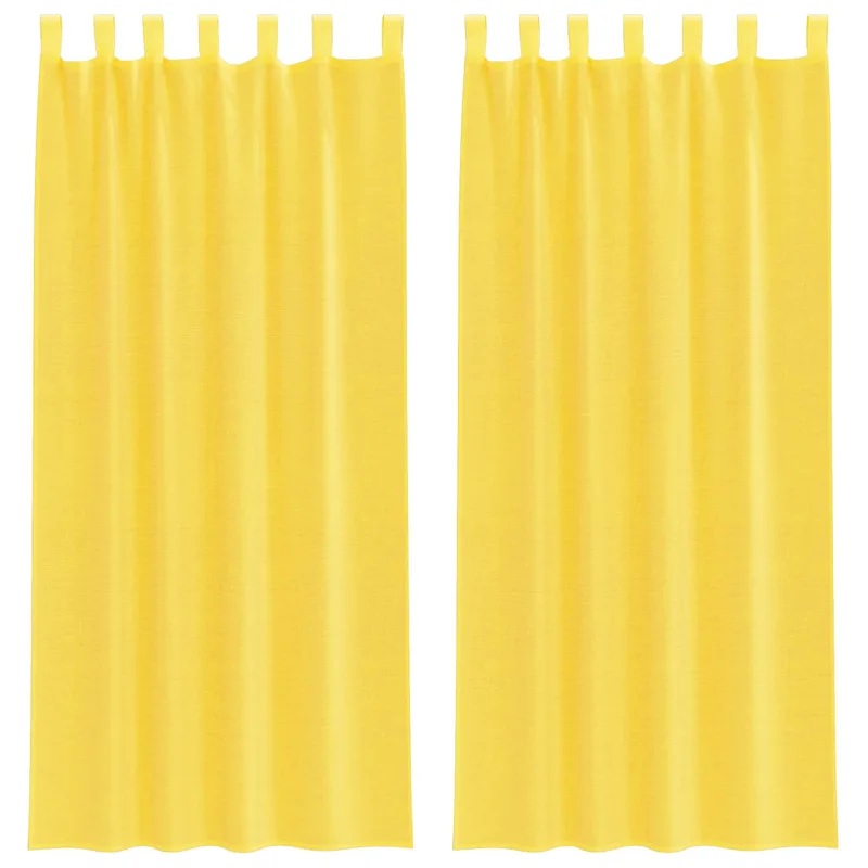 vidaXL Κουρτίνες Voile με Θηλιές 2 τεμ. Κίτρινες 140x245 εκ.