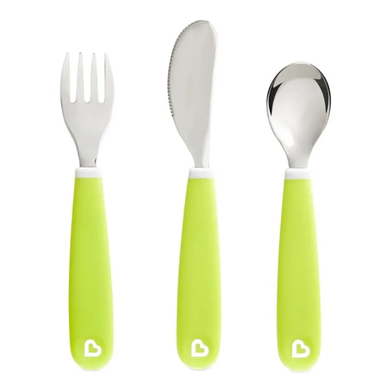 Munchkin Splash Toddler Cutlery Set 18m+ Εκπαιδευτικό Σετ με Κουτάλι, Πιρούνι & Μαχαίρι 1 Τεμάχιο - Λαχανί