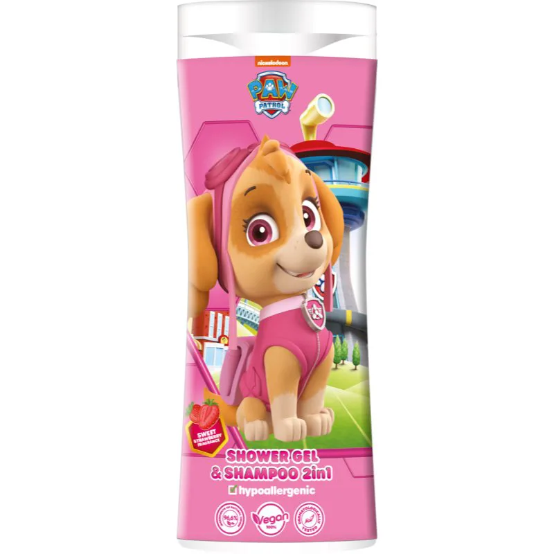 Nickelodeon Paw Patrol Shower gel& Shampoo 2in1 σαμπουάν και αφρόλουτρο για παιδιά Strawberry 300 ml