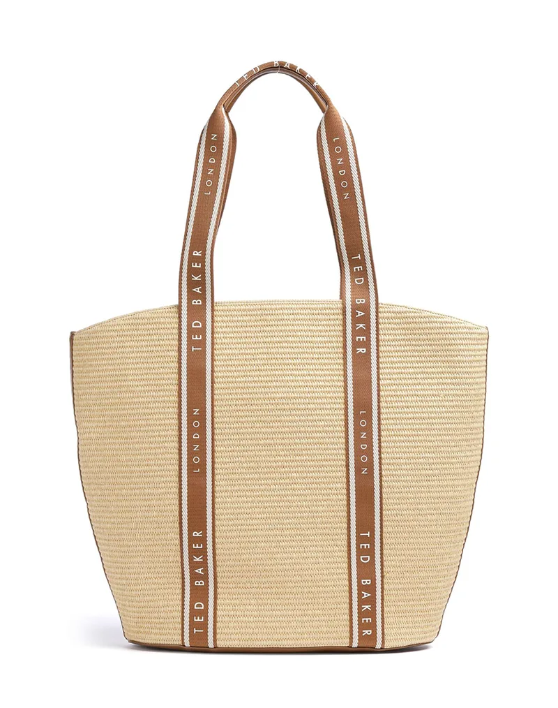 TED BAKER RAFIIA Webbing Detail Raffia Large Tote Bag 284052-BROWN Brown