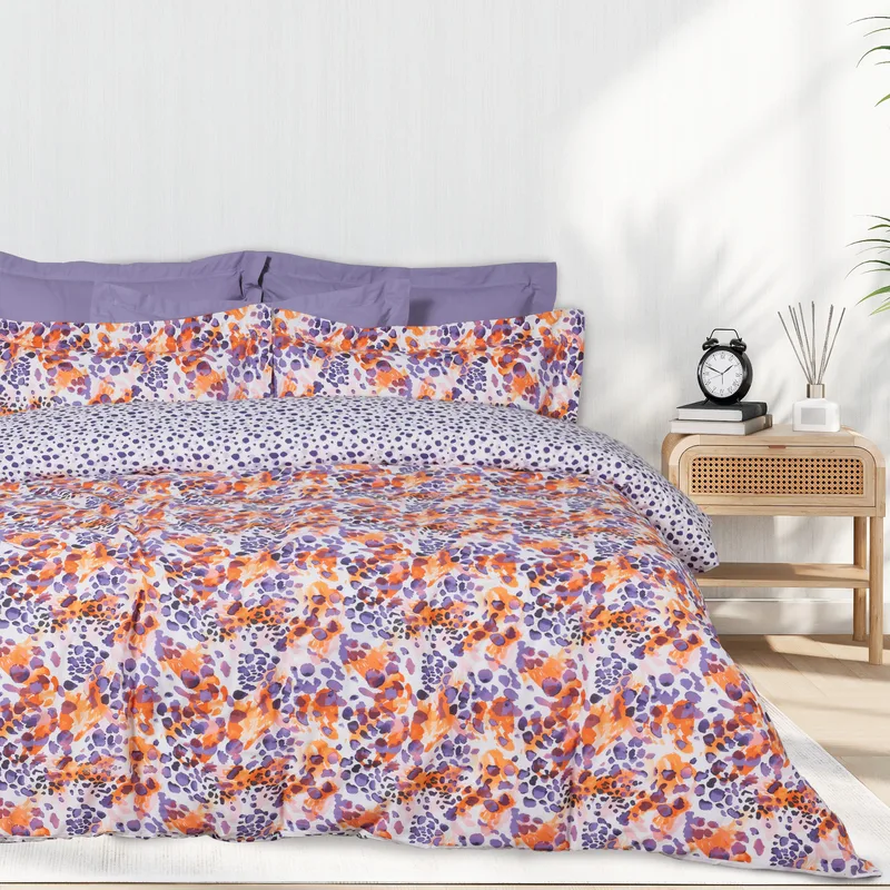 Σετ Σεντόνια Polycotton Υπέρδιπλα Με Λάστιχο 170x200+35εκ. Casual 5430 Πορτοκαλί-Μωβ Das Home (Τύπος κατωσέντονου: Με Λάστιχο, Χρώμα: Μωβ, Ύφασμα: 70% Βαμβάκι-30% Polyester, Μέγεθος: Υπέρδιπλα) - Das Home - 502106205430