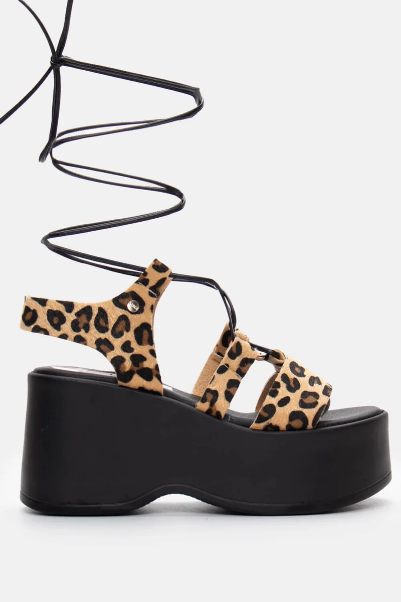 LUIGI DESIGN - Πλατφόρμες Lace Up - Animal Print