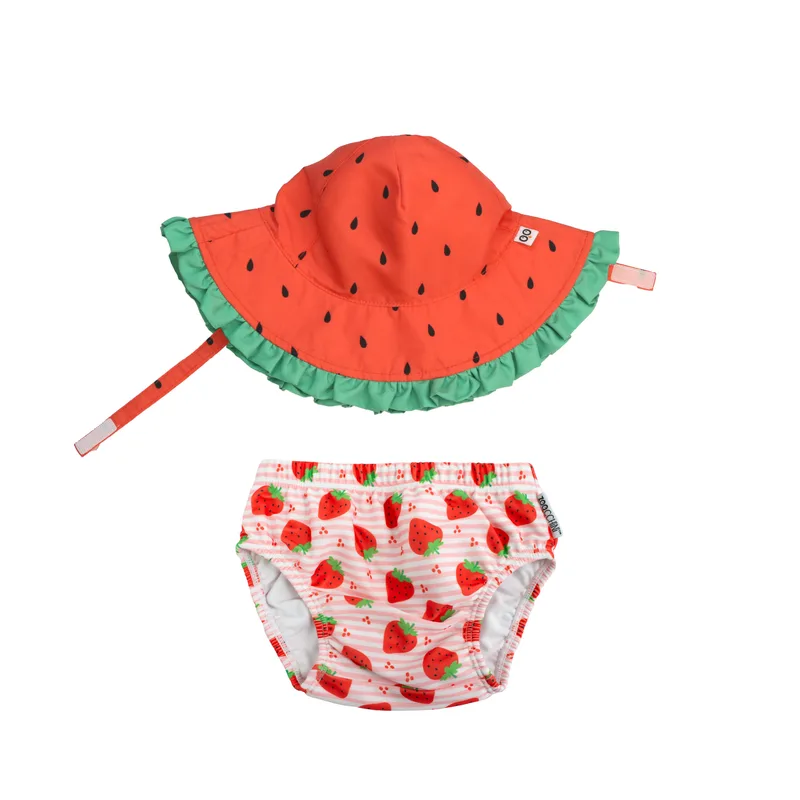 Σετ Μαγιό Πάνα Με Καπέλο UPF50 6-12μηνών Strawberry Zoocchini ZOO12018M (Μέγεθος: 6-12 Μηνών) - Zoocchini - ZOO12018M
