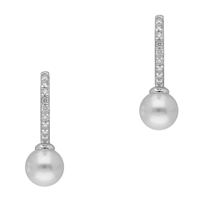 Σκουλαρίκια με Moissanite Diamonds και Μαργαριτάρια από Ασήμι SK3768