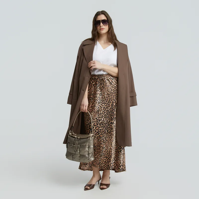 Σατέν φούστα με animal print μοτίβο