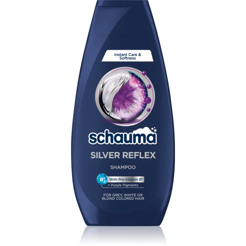 Schwarzkopf Schauma Silver Reflex σαμπουάν που εξουδετερώνει τους κίτρινους τόνους για ξανοιγμένα μαλλιά ή ξανθά μαλλιά με ανταύγειες 350 ml