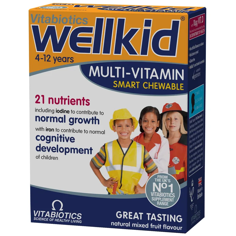 Vitabiotics Wellkid Multi-Vitamin Smart Chewable Συμπλήρωμα Πολυβιταμινών για Παιδιά από 4 Έως 12 Ετών 30 Chew.tabs
