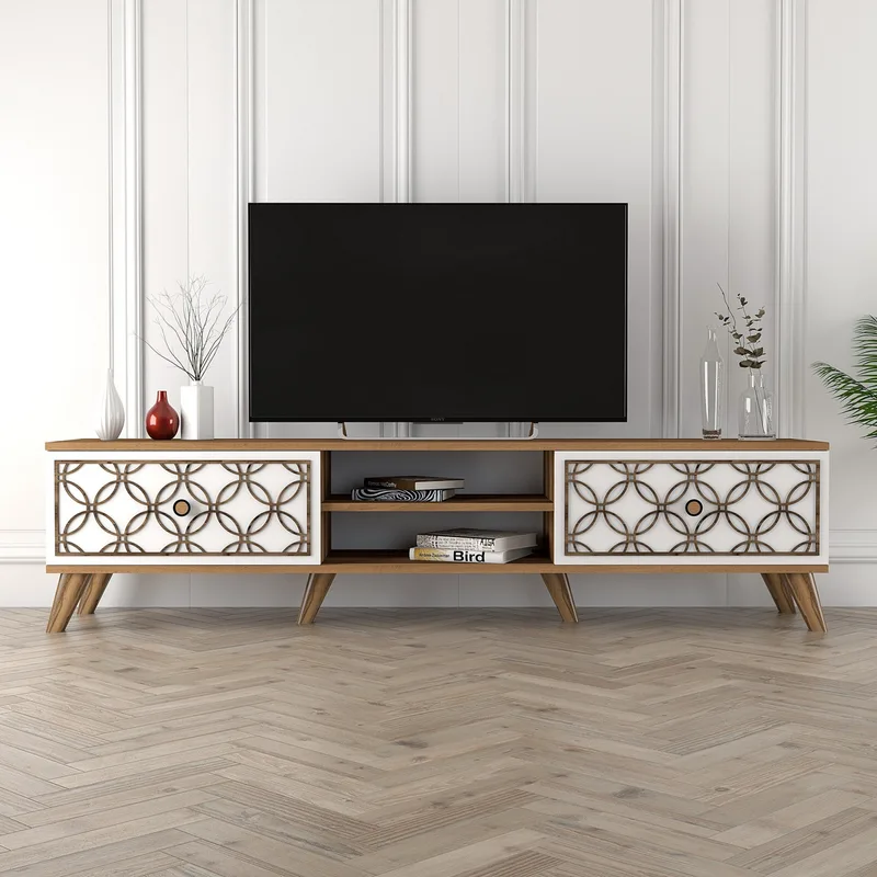 Βάση Τηλεόρασης Class - Walnut, White 845Hct3005 (180x44x35)