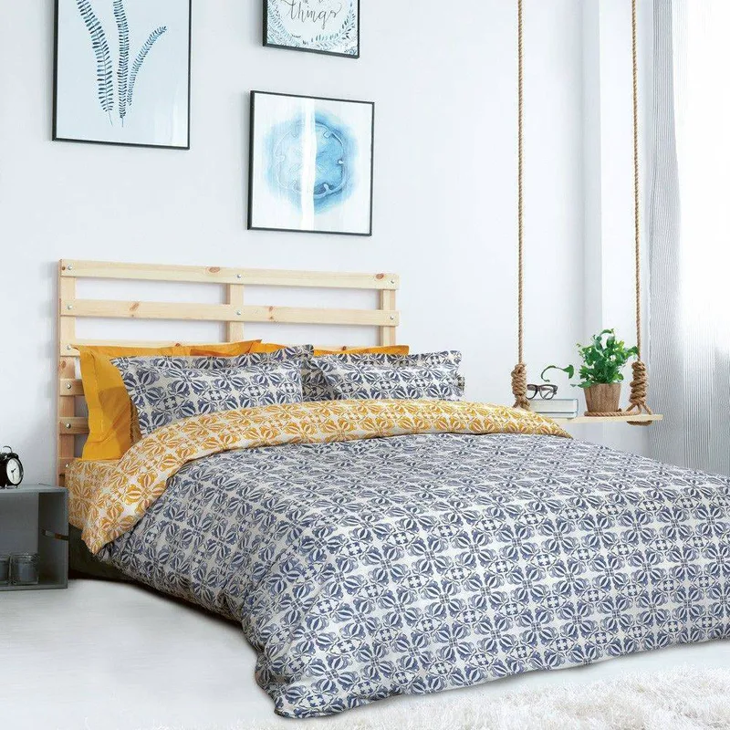 ΚΟΥΒΕΡΛΙ ΥΠΕΡΔΙΠΛΟ DAS HOME HAPPY LINE 9418 ΜΠΛΕ-ΩΧΡΑ 220Χ240CM
