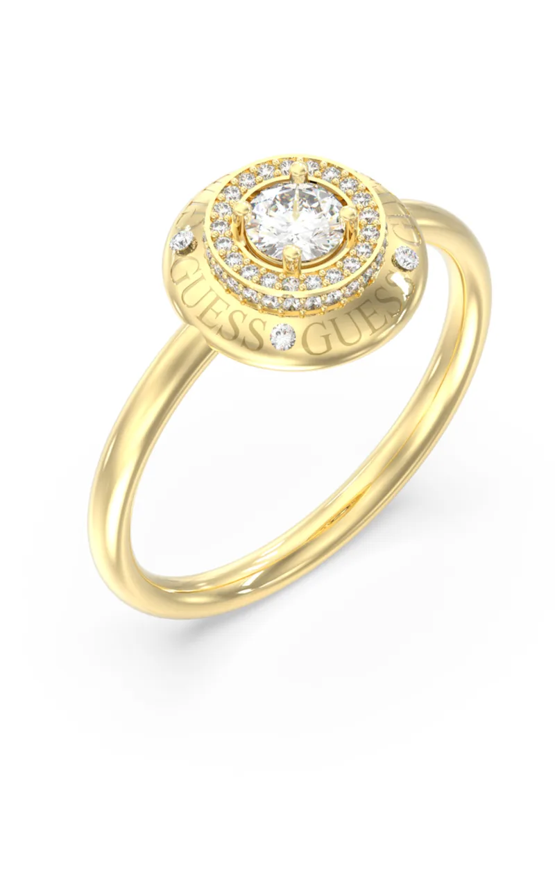 GUESS STEEL SPARKS JUBR06286JWYG-No.54 Δαχτυλίδι Χρυσό Με Πέτρες Και Λογότυπο