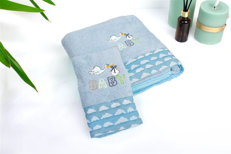 Σετ Πετσέτες 2τμχ Βαμβακερές Stork 191 Sky Blue DimCol (Ύφασμα: Βαμβάκι 100%, Χρώμα: Σιέλ) - DimCol - 31140926041