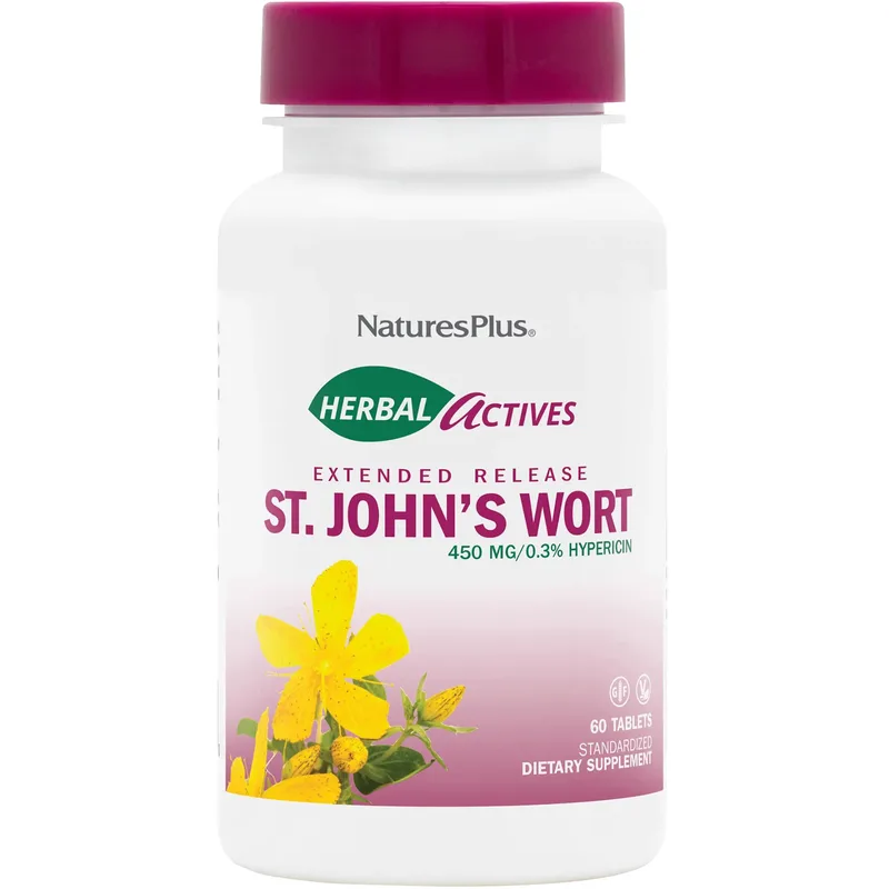 Natures Plus St. John's Wort Extended Realease 450mg Συμπλήρωμα Διατροφής με Εκχύλισμα Βαλσαμόχορτου Παρατεταμένης Αποδέσμευσης με Αντικαταθλιπτικές & Αντιφλεγμονώδεις Ιδιότητες 60tabs