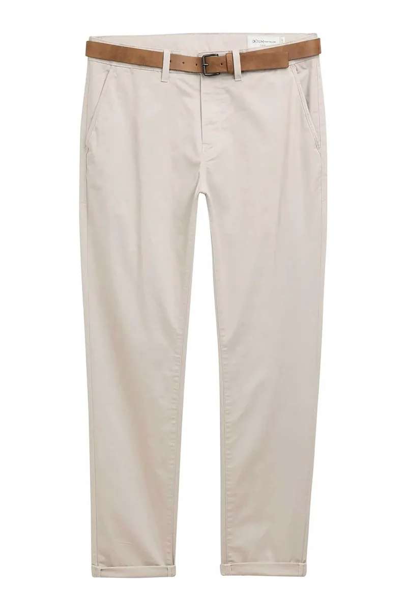 Tom Tailor ανδρικό παντελόνι chino με ζώνη Slim Fit - 1027694 Εκρού
