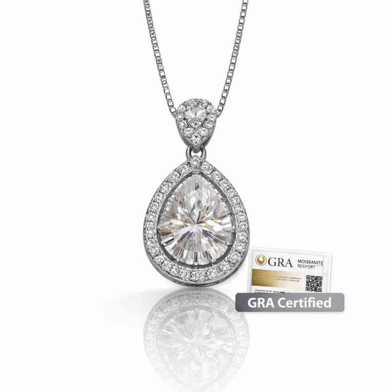 Ασημένιο Κολιέ 925 με Μοζαϊνίτη 0.8ct και Λευκά Ζιργκόν – Color D