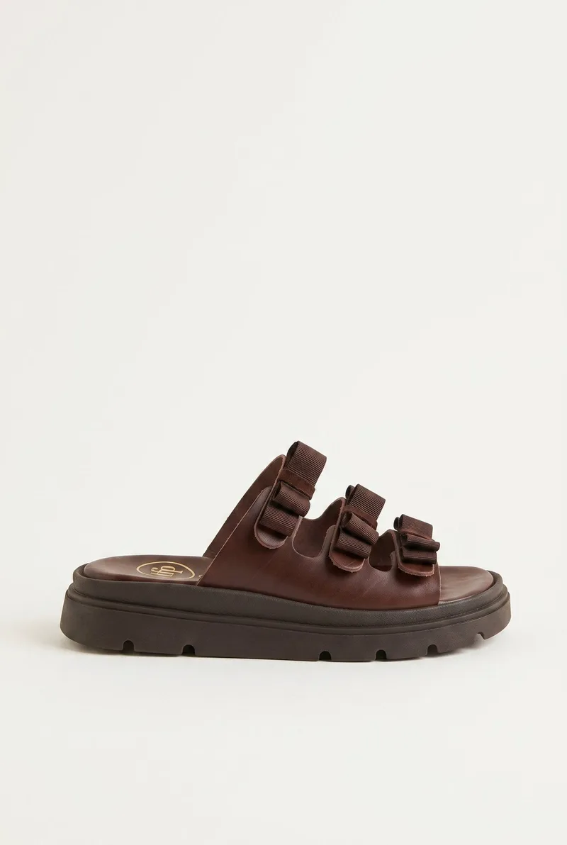 TFP Flatform Sandals Bow Detail - 4511 - Brown Matte