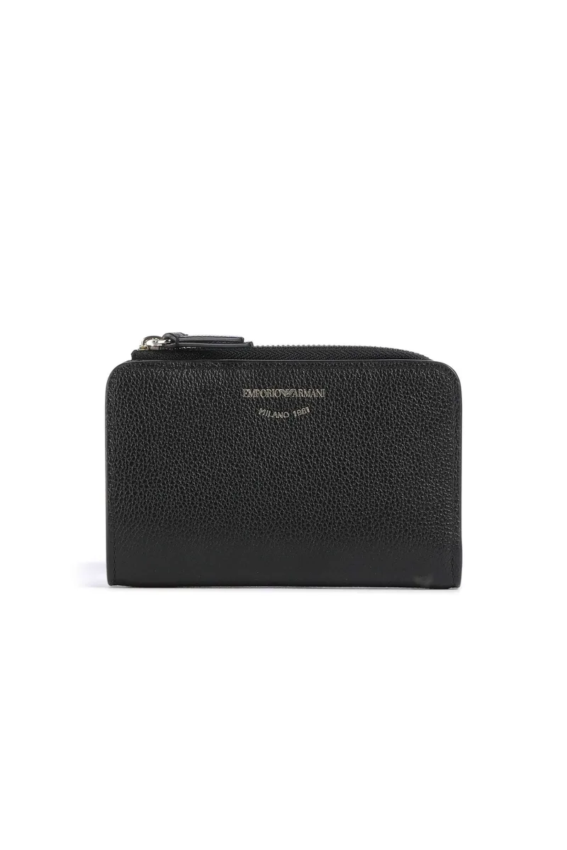Emporio Armani γυναικείο δερμάτινο πορτοφόλι με λογότυπο - EW000369AF19568 Μαύρο