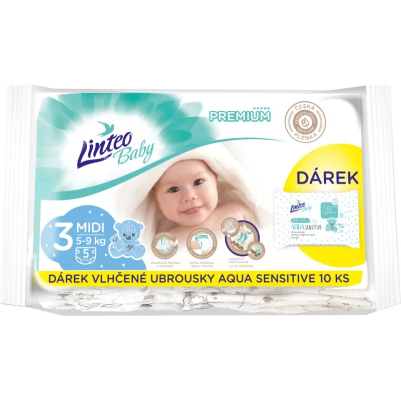 Linteo Baby Premium Midi πάνες μίας χρήσης 5-9kg 5 τμχ