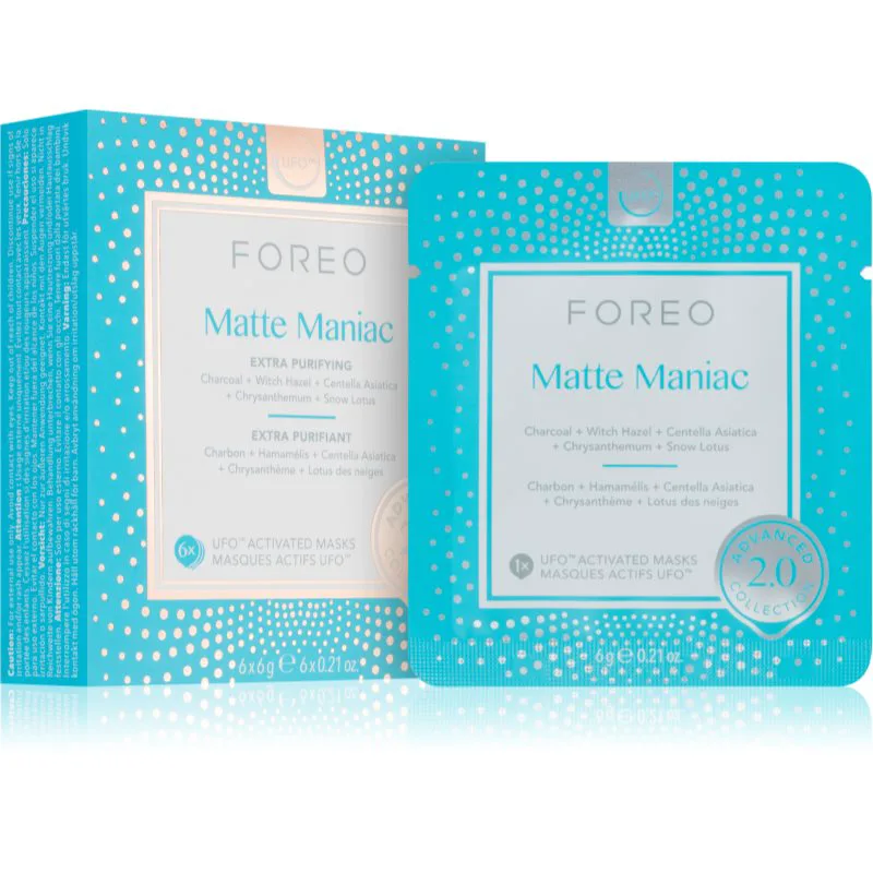 FOREO UFO™ Matte Maniac καθαριστική μάσκα προσώπου 6 τμχ