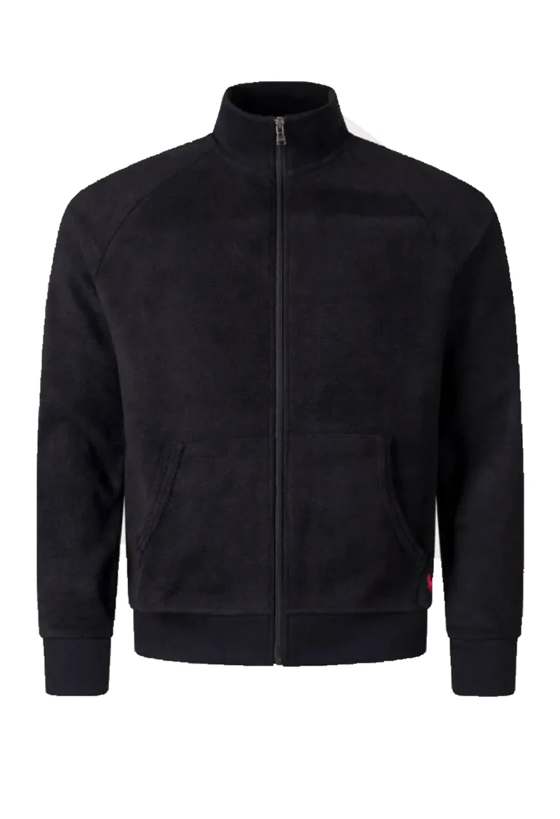 ΑΝΔΡΙΚΗ ΖΑΚΕΤΑ FLEECE POLO RALPH LAUREN ΚΑΝΟΝΙΚΗ ΓΡΑΜΜΗ ΜΑΥΡΟ
