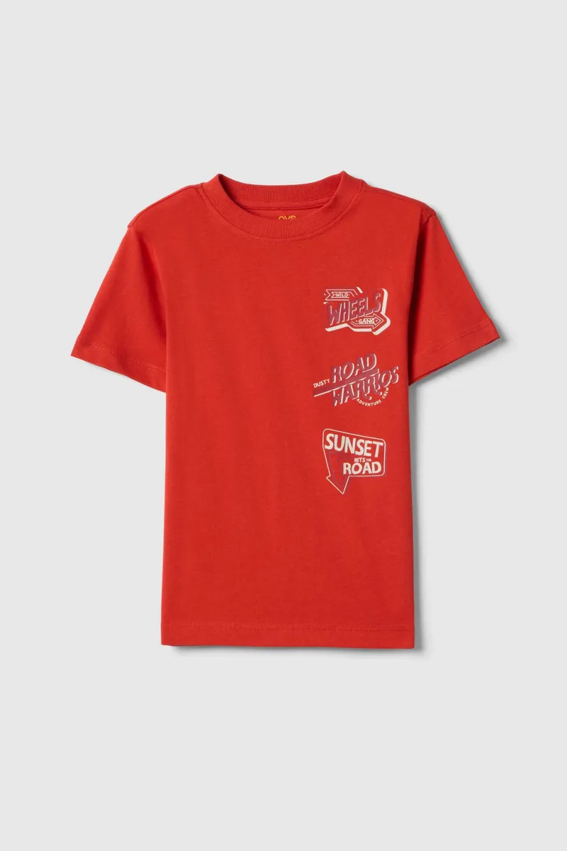 OVS παιδικό T-shirt με print Regular Fit - 002654315 Κόκκινο