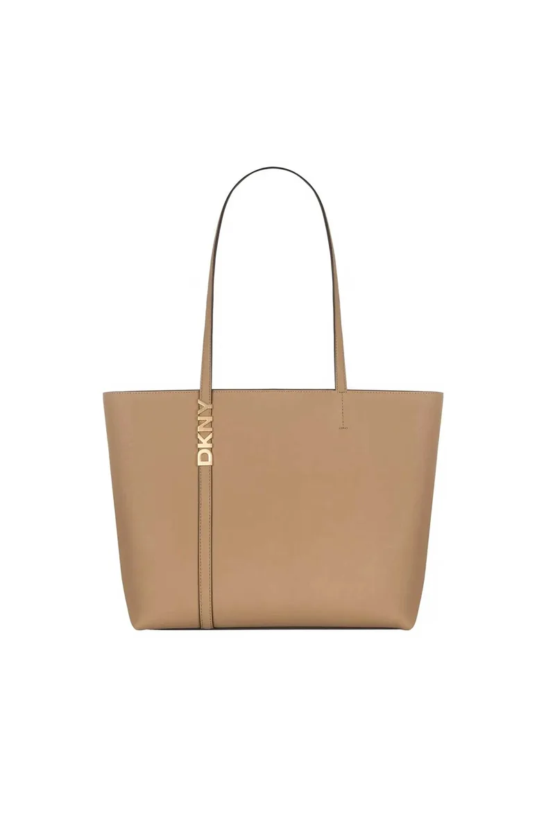 DKNY γυναικεία δερμάτινη τσάντα χειρός με λογότυπο "Avril" - R52AKG54 Καμηλό