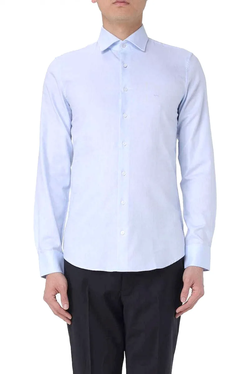 MICHAEL KORS ΠΟΥΚΑΜΙΣΟ ΜΙΚΡΟΣΧΕΔΙΟ SLIM FIT EASY CARE STRETCH ΣΙΕΛ