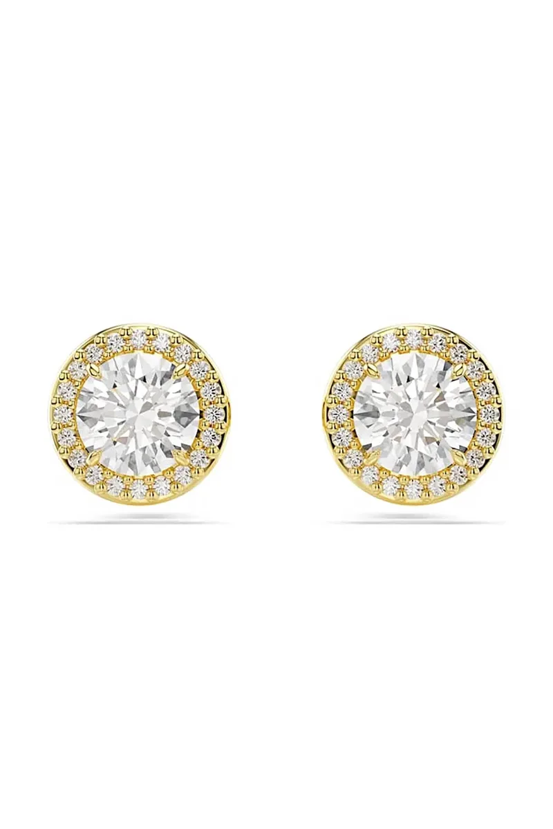 Swarovski γυναικεία σκουλαρίκια με καραφάκι, στρογγυλή κοπή, χρυσαφί τόνος, επιμετάλλωση με χρυσαφί τόνο "Una Angelic" - 5686637