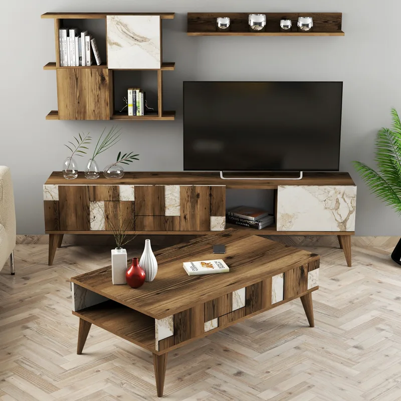 Σετ Επίπλων Σαλονιού Madrid - White 845Hct5263 (180x48,6x33,8 cm)