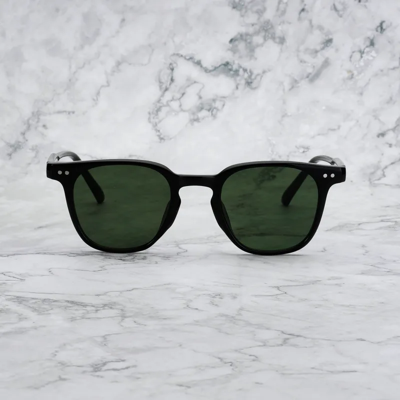 ROGER Tinted Sunglasses | Black | Green Shades | Explicit Poets Sunglasses