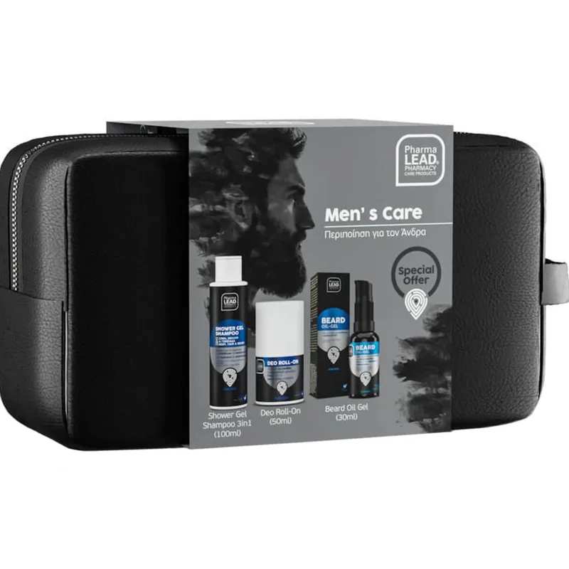 Pharmalead Promo Men's Care Shower Gel Shampoo 3in1 Travel Size 100ml & Deo Roll-On 50ml & Beard Oil Gel 30ml & Νεσεσέρ