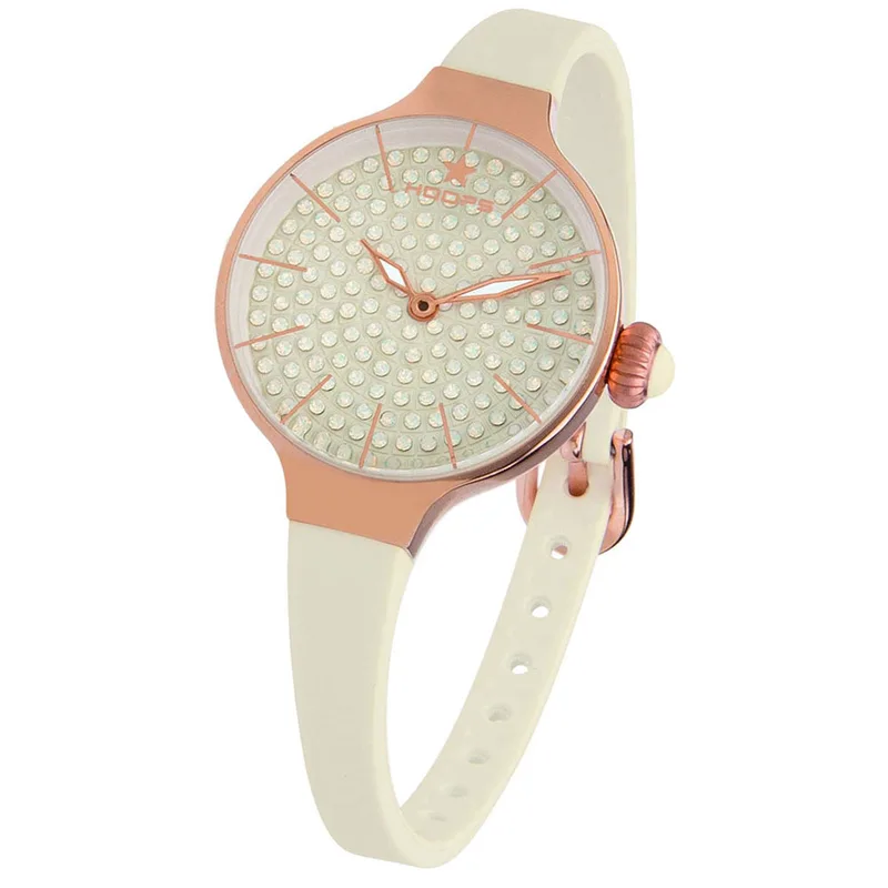 HOOPS Cherie Diamonds 160 Χρυσό Crystals Μπεζ Rubber Strap 2593LBG09