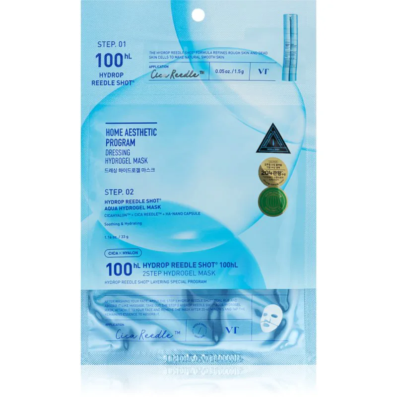 VT Cosmetics Hydrop Reedle Shot 100 2Step Hydrogel Mask εντατική μάσκα υδρογέλης με ενυδατικό αποτέλεσμα 34.5 γρ