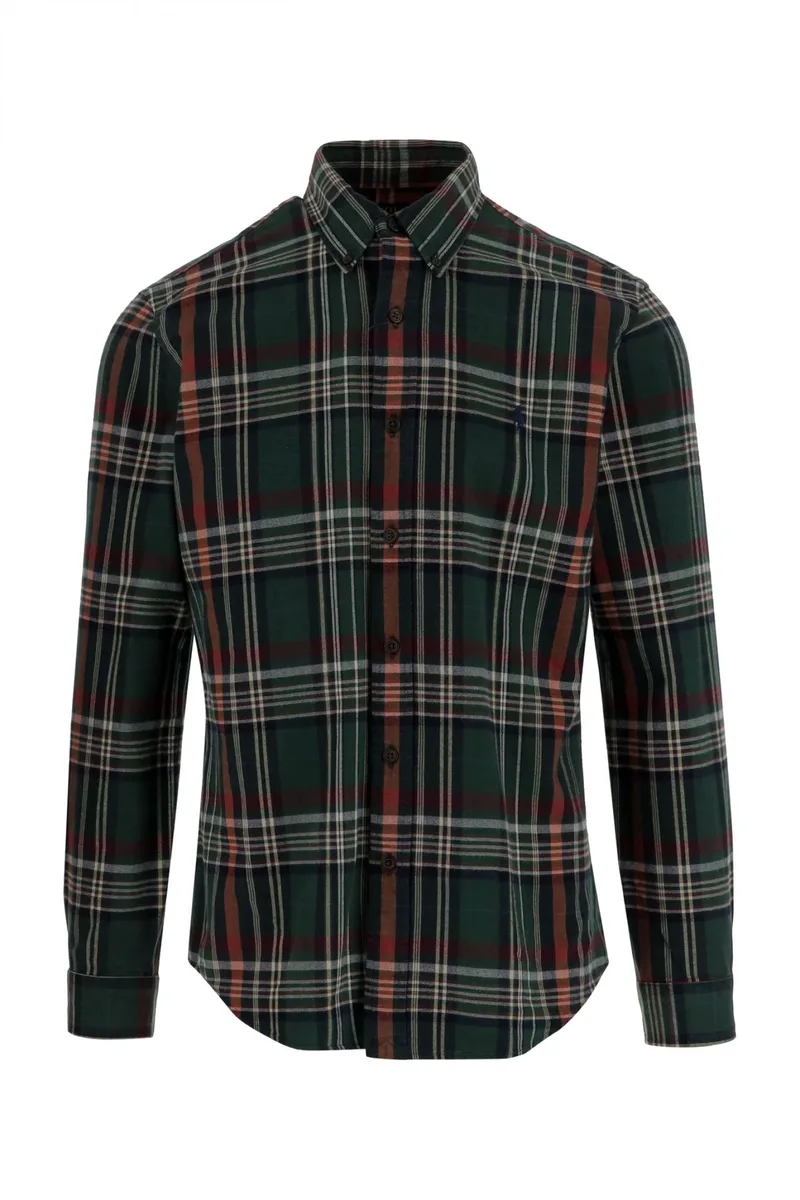 RALPH LAUREN ΠΟΥΚΑΜΙΣΟ BUTTON DOWN ΚΑΡΩ CUSTOM FIT MULTI ΠΡΑΣΙΝΟ