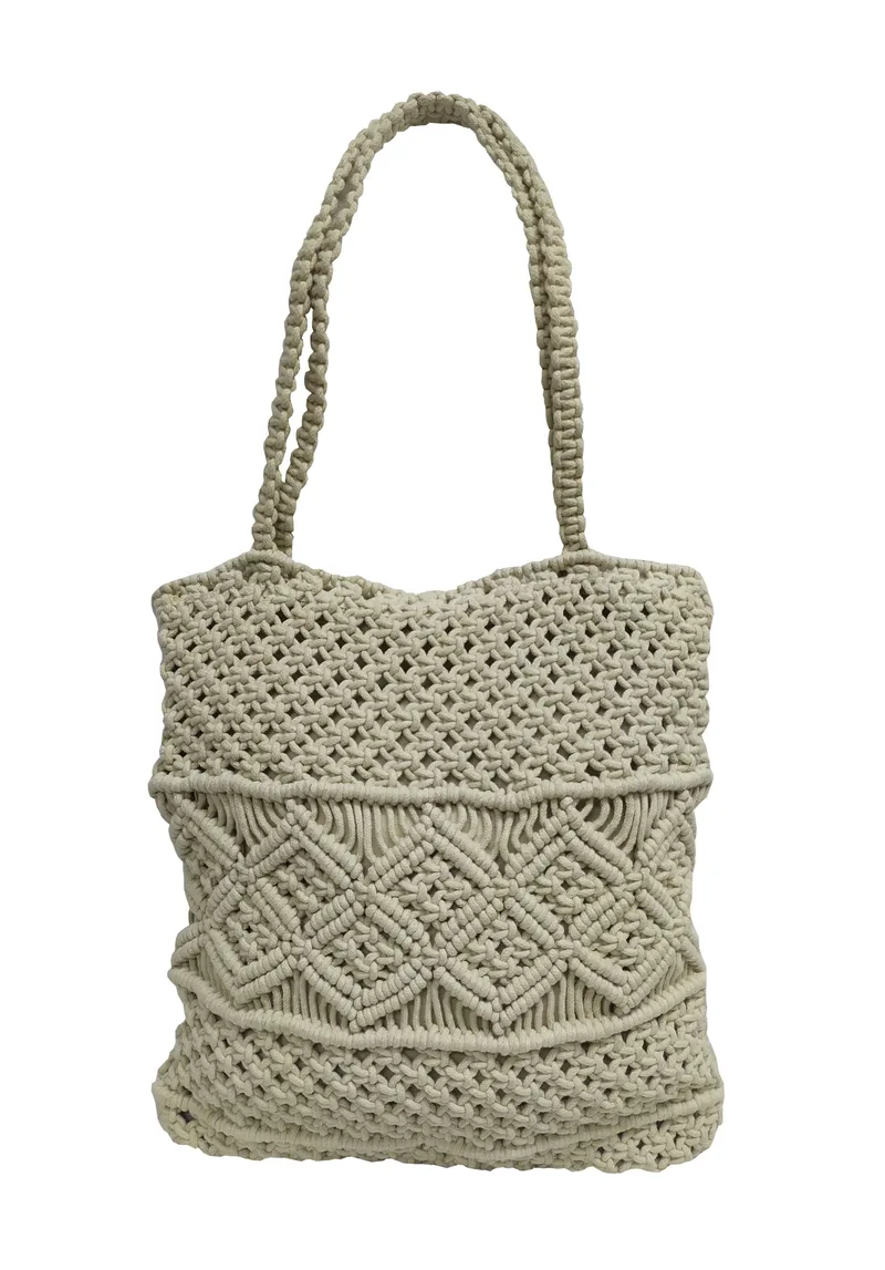 Τσάντα Macrame Natural 35x40εκ. Komvos Home 7012279-2 (Ύφασμα: Βαμβάκι 100%, Χρώμα: Natural) - KOMVOS HOME - 7012279-2