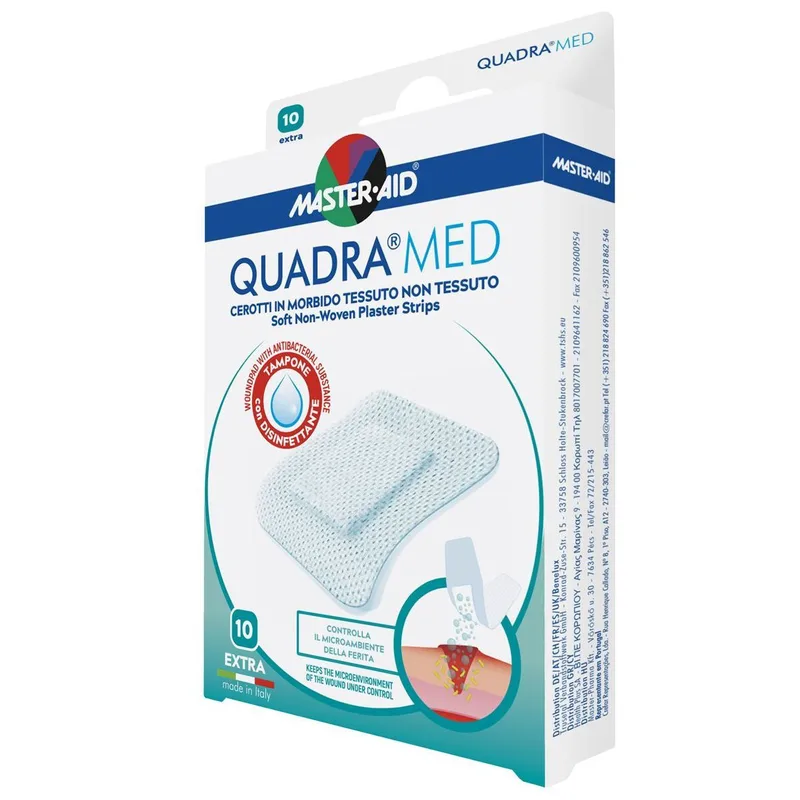 Master Aid Quadra Med Soft Non-Woven Plaster Strips Extra 45x57mm Αυτοκόλλητο Επίθεμα Ιδανικό για Μικροτραύματα 10 Τεμάχια