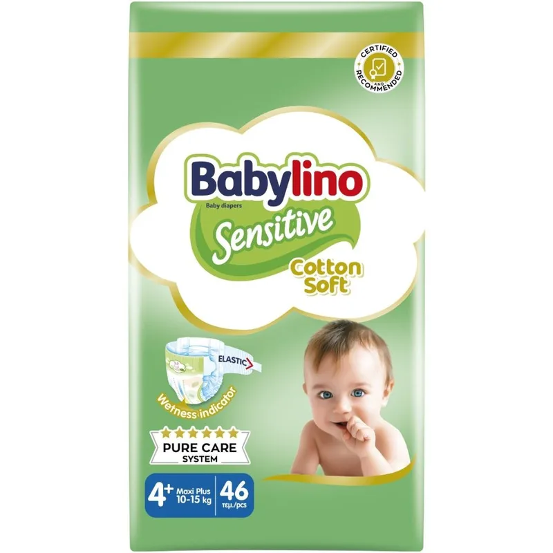 Πάνες Babylino Sensitive Cotton Soft Value Pack No4+ (10-15Kg) 46τεμ