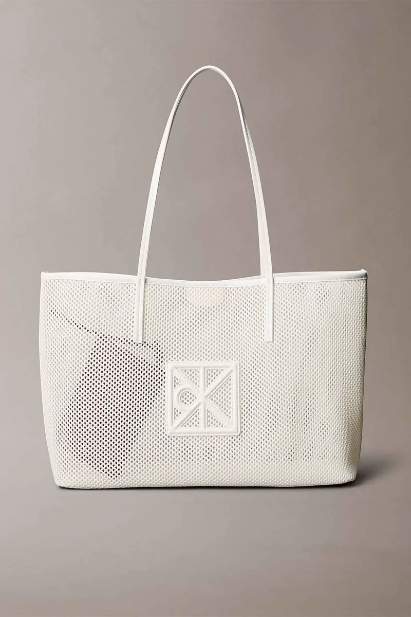 Calvin Klein Jeans γυναικεία τσάντα tote με διάτρητο σχέδιο και monogram - LV04F3380G Λευκό