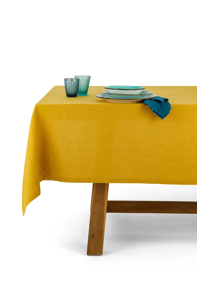 Coincasa τραπεζομάντηλο μονόχρωμο "Linen Joy" 140 x 300 cm - 007219349 Κίτρινο