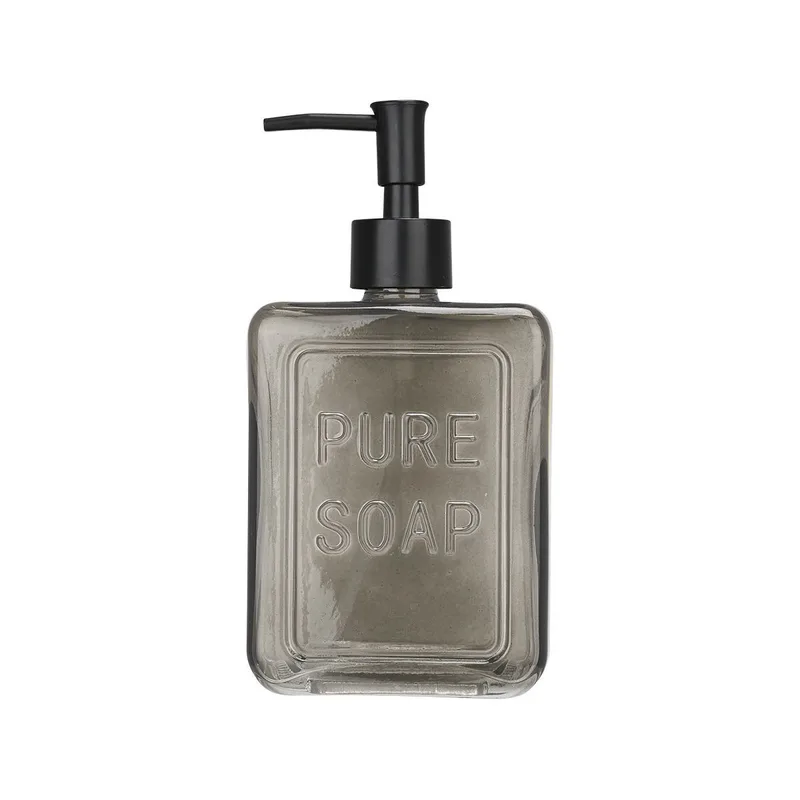 Ντισπένσερ Γυάλινο 520ml-6x9,5x19,5εκ. Γκρι Pure Soap Estia 02-34726 (Υλικό: Γυαλί, Χρώμα: Γκρι) - estia - 02-34726