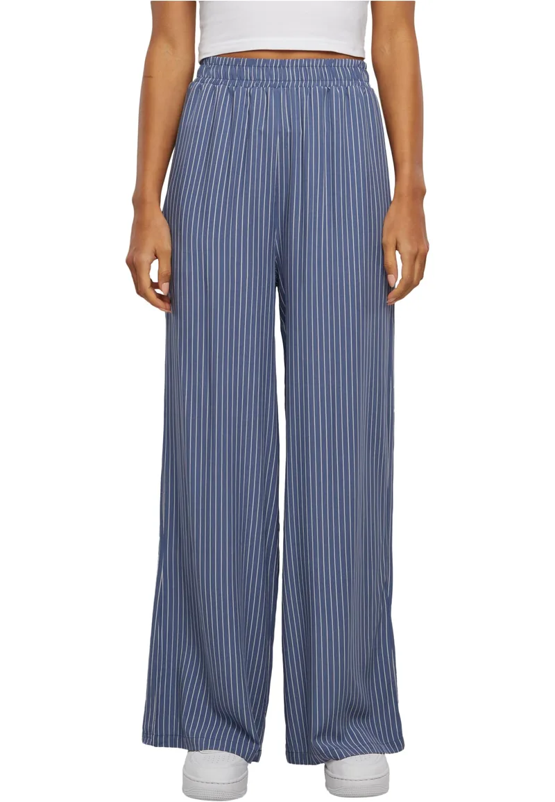 Ladies Viscose Resort Pants Urban Classics TB6218-12885 Vintagebluepinstripe