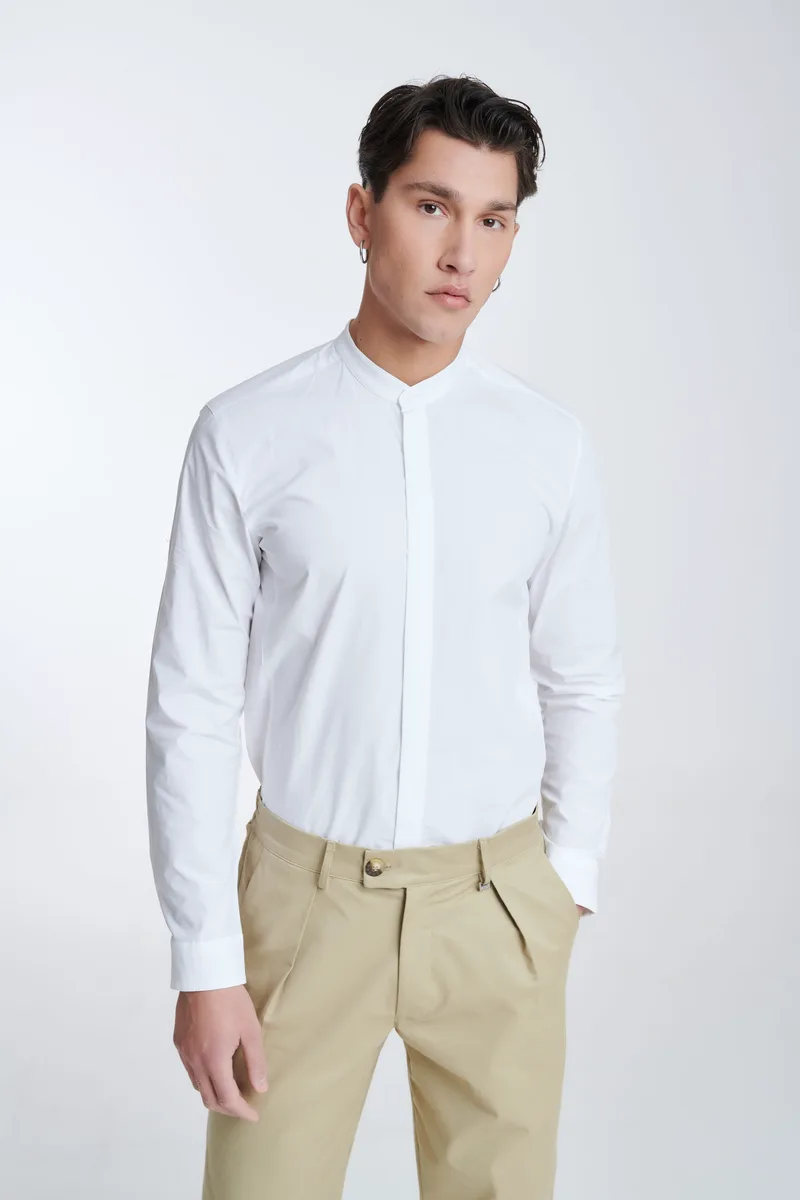 μάο πουκάμισο με κρυφά κουμπιά slim fit