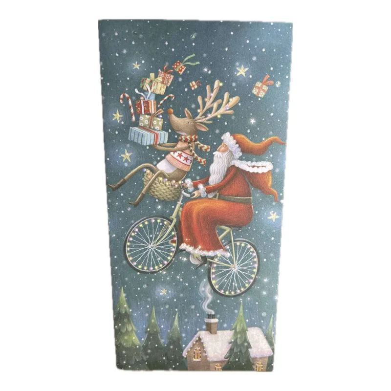 Pictura Xmas Κάρτα Μπιλιέτο Άη Βασίλης με Ποδήλατο 9X18cm PI20803