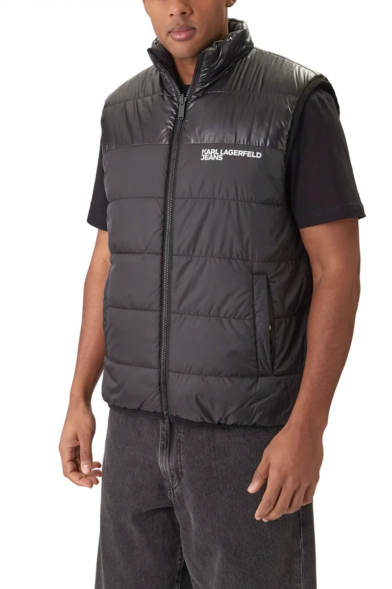 KARL LAGERFELD JEANS ΜΠΟΥΦΑΝ ΑΜΑΝΙΚΟ REVERSIBLE VEST ΜΑΥΡΟ
