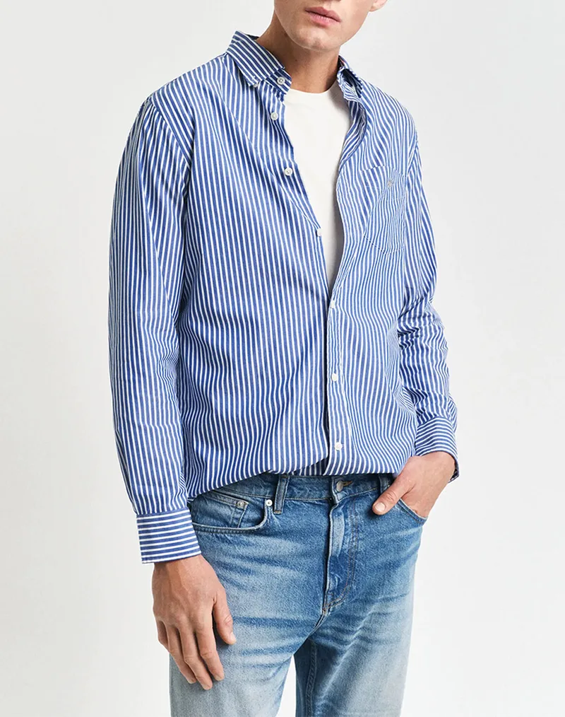 GANT ΠΟΥΚΑΜΙΣΟ ΜΜ REG POPLIN STRIPE SHIRT 3G3000130-436 Blue