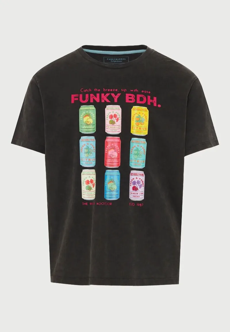 Funky Buddha Ανδρικό Βαμβακερό T-Shirt με Τύπωμα FBM013-040-04 Μαύρο