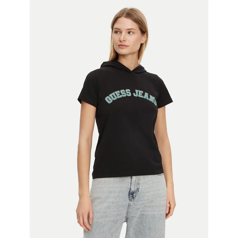 Guess T-Shirt W5GP28 J1314 Μαύρο Regular Fit
