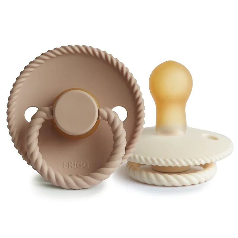 Σετ 2 Πιπίλες Latex FRIGG Rope Cream/Croissant 6-18 Μηνών