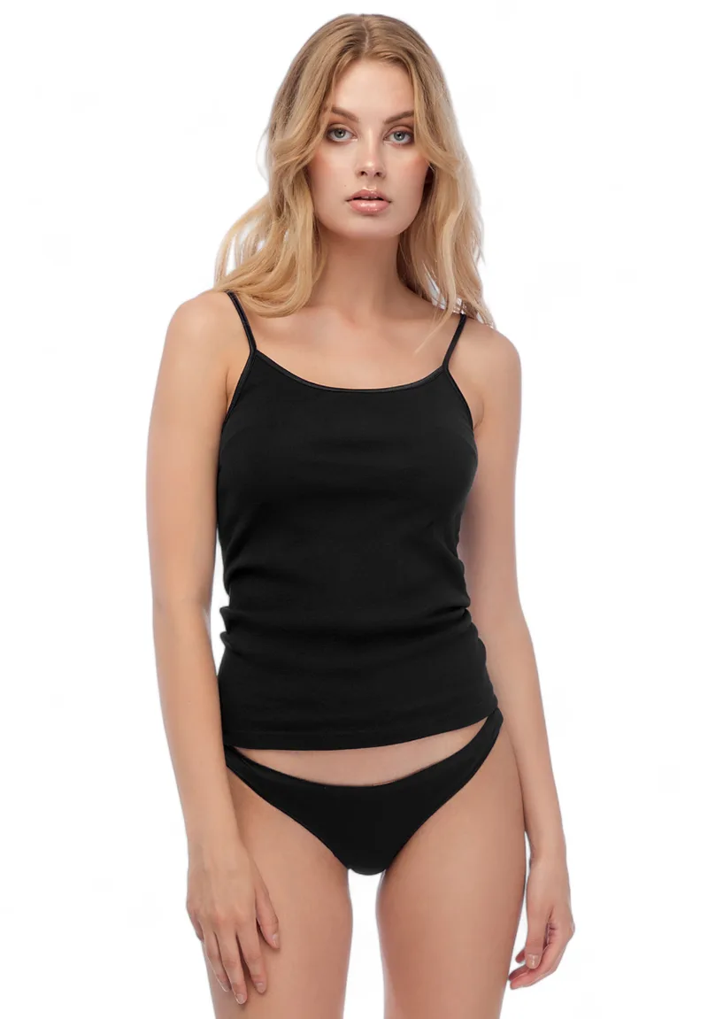 Φανελάκι γυναικείο με τιράντα satin ρέλι Black Minerva 2 Τεμ. 92201B